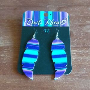 Serape Turquoise and Purple Pleather Earrings